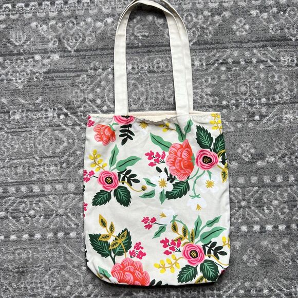 Rifle Paper Co X Birchbox Floral Canvas Tote Bag 14.5 x 17 x 3.5 in. - Picture 6 of 9